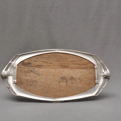 WMF Jugendstil Tablett, versilbert, geometrisch / floral, 57,5 cm, um 1900 - Bild 1 von 4