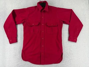 Cabelas Shirt Mens Medium Red Button Up Long Sleeve Made USA Pockets Collared - Picture 1 of 14