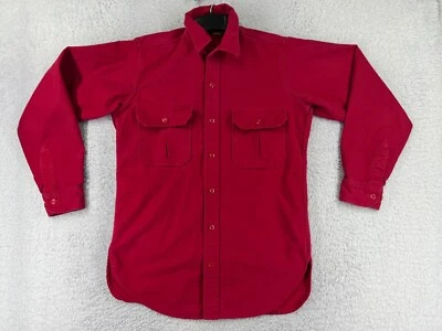 Cabelas Shirt Mens Medium Red Button Up Long Sleeve Made USA Pockets Collared - Image 1 of 4