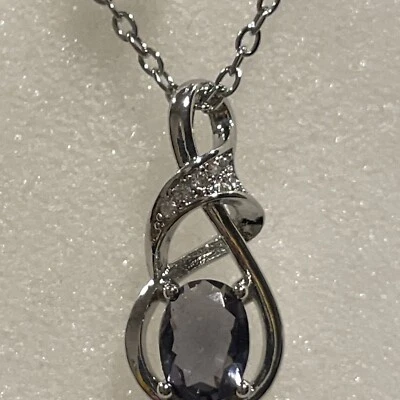 925 silver necklace, Lavender simulated stone - Image 1 of 4