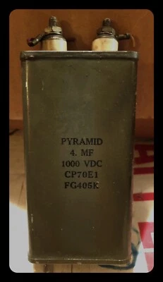 Pyramid Capacitor Can Oil Filled Cap 1000 volt 4 MF Vintage Hi-Fi - Image 1 of 3