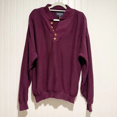 Suéter Henley púrpura vintage Lands End grande para hombre  Foto 1 de 4