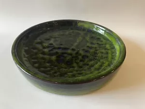 Scandinavian Bartholdy Denmark Vintage Green Blue Studio Pottery 9.5” Bowl Dish - Picture 1 of 23