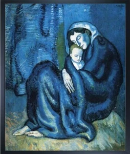 Pablo Picasso Mutter und Kind handgefertigtes individuell gerahmtes Ölgemälde 20" x 24" - Bild 1 von 5