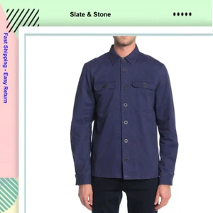 $198 Slate & Stone Pocket Front Shirt Jacket Cotton Blue size M - Picture 1 of 3