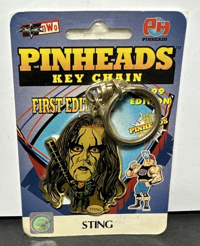 Pinheads 1st Edition WCW  World Wrestling Key Chain Sting NWO Rare Vintage 1999 Cover