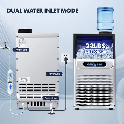 ZOMAGAS Commercial Bar Catering Hotel Stainless Steel 100Lbs Ice Maker Machine Cube New