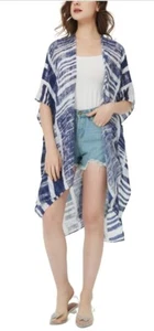 Save the Ocean Women's Lightweight Printed Woven Cover up Navy And White. - Picture 1 of 1