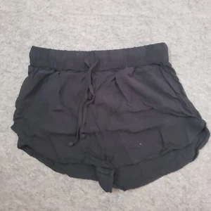 H&M Divided Shorts Womens 4 Black Culotte High Rise Casual Drawstring Ladies - Picture 1 of 8