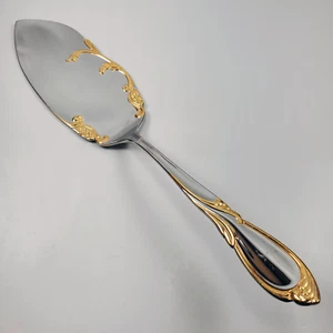 Yamazaki Cache Pastry Pie Server 10 7/8" Stainless Gold Accent Japan Flatware - Picture 1 of 3