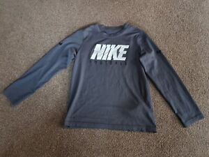 Boys Grey Long Sleeved Sports Style T-Shirt, Age 10-12. Nike. Dri-Fit Football