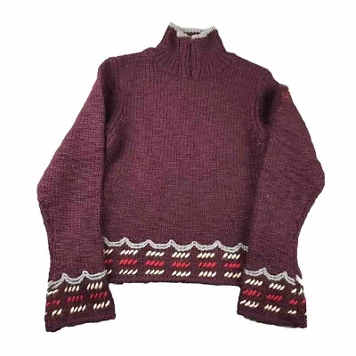 Suéter deportivo Eastern Mountain para mujer pequeño borgoña lana de alpaca 1/4 cremallera EMS Foto 1 de 4