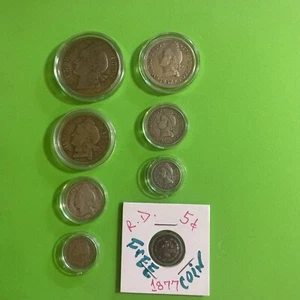 L@@K DOMINICAN REPUBLIC LOT 8 COINS 2 SET 1897 & 1937 AND FREE COIN 5c 1877 - Picture 1 of 8