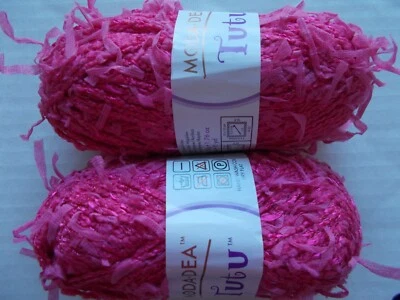 Moda Dea Tutu cotton blend fashion yarn, Raspberry, lot of 2 (92 yds each) - Image 1 of 2