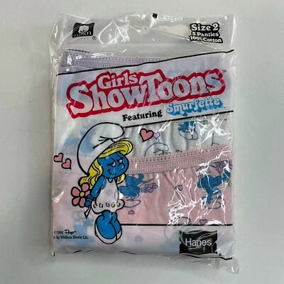 Vintage Hanes Girls ShowToons Smurfette Size 2 Cotton Underwear 1984 - Image 1 of 4
