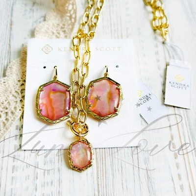 KENDRA SCOTT Дафна золото ожерелье и Дафна золотые серьги в розовый абалон новый с Ярлыками - Изображение 1 из 4