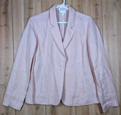 Blazer J. Jill 100% Love Lino Pequeño Botón Chaqueta Verano Ligero Foto 1 de 4