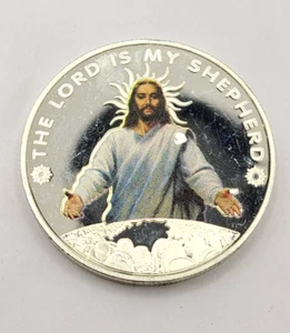 Jesus Christ - The Lord Is My Shepherd Silver Plated Commemorative 40mm coin - Picture 1 of 3