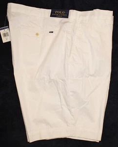 Pantalones Cortos Polo Ralph Lauren Para Hombres Blanco Algodón Calce Clásico Frente Plano Nuevos con Etiquetas Cintura 42 - Imagen 1 de 4