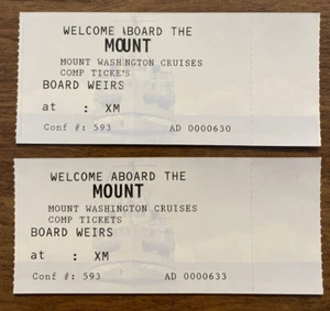 (2) Boletos de crucero vintage Mount Washington 2002 Laconia New Hampshire NH P4a - Imagen 1 de 8