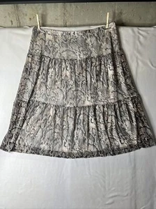 Nina Leonard Skirt 2X Beige Snakeprint Tiered Midi Mesh Elastic Waist - Picture 1 of 10