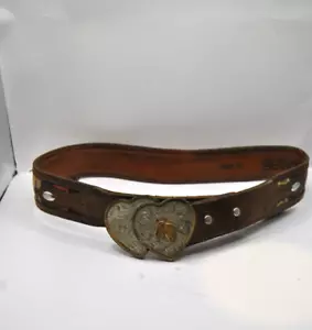 Leather Belt by Circle Y of Yonkers Hand Made in Texas Has a heart with Horse - Picture 1 of 15