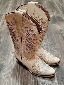 Cowgirl-Stiefel Corral weiß Glitzer-Inlay & Stickerei Mädchen TN Größe 3,5 - Bild 1 von 7