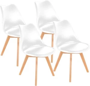 Set of 4 Mid Century Modern DSW Dining Side Chair Wood Legs - Picture 1 of 11