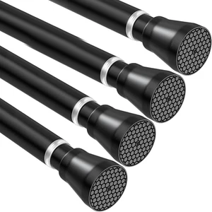 4 Pack Black Tension Curtain Rod 30 to 64 Inch,Adjustable Curtain Rod,Shower Ten - Picture 1 of 8