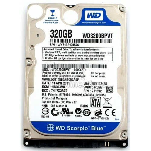 Disco Rigido WD3200BEVT 320GB 5,4K 8MB SATA II 2.5'' - Immagine 1 di 1