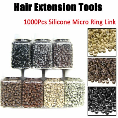 1000PCS 5mm Silicone Lined Micro Rings Links Beads for Feather Hair Extensions - Image 1 of 4
