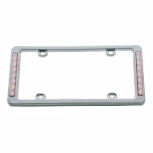 Chrome Plastic Red LED Reverse Lighted License Plate Frame 13-1/2 x 6-5/16 - Picture 1 of 1