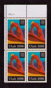 US USA Sc# 3024 MNH FVF PLATE # BLOCK Utah Delicate Arch Rock Formation - Picture 1 of 1