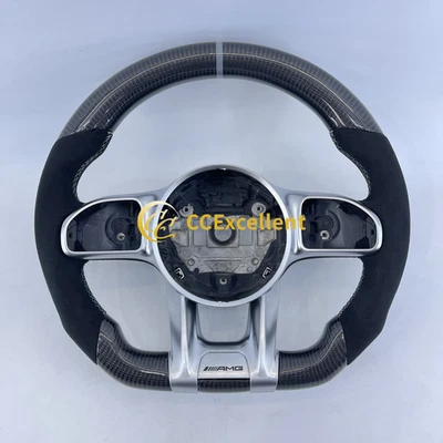 Volante de fibra de carbono para Mercedes A45 W205 AMG C63S W177 C43 E63 GLA45 Foto 1 de 4