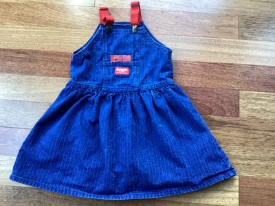 OshKosh B’Gosh 80’s Vintage Blue Denim Pinstripe Jumper with Red Suspenders 6X - Image 1 of 4