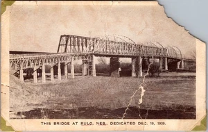 Postal antigua RPPC Bridge at Rulo Nebraska dedicada al 19 de diciembre de 1839 - Imagen 1 de 2