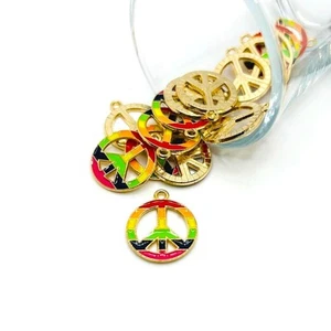 Rainbow Pride Peace Sign Charms, 20.5x17.7mm - US Seller - Picture 1 of 4