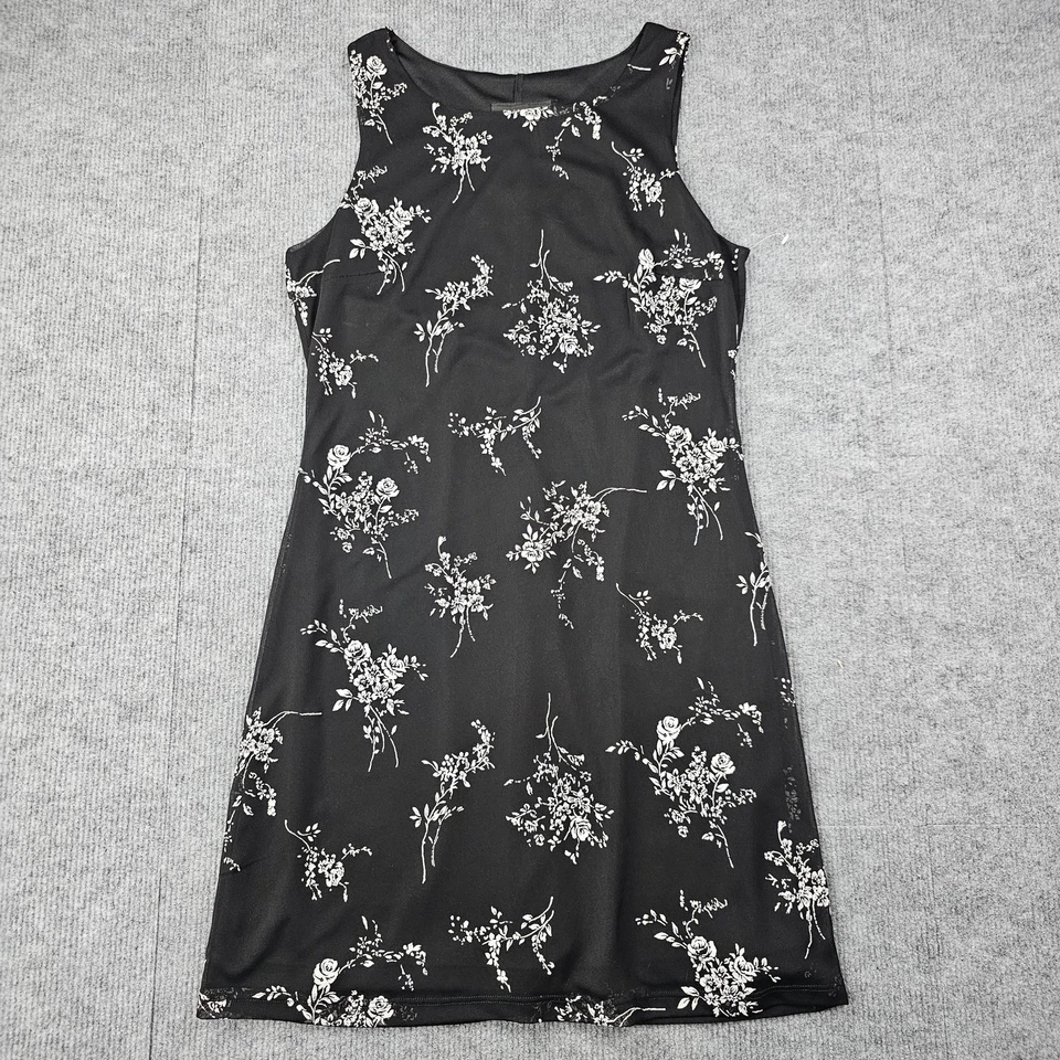Vestido Vintage Byer Too Para Mujer Mediano Negro Floral Mini Años 90 Cachicho Preparación Oscura Foto 1 de 4