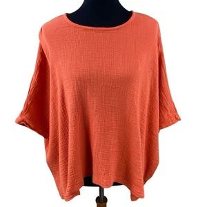 Karyn Seo Crinkle Baumwolle Oversize Tunika Top Gr. XL Lagenlook Art To Wear Strand - Bild 1 von 7