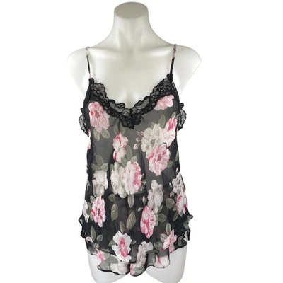 In Bloom by Jonquil Negro Floral Encaje Transparente Sin Mangas Cami Prendas para Dormir Chemise S Foto 1 de 4
