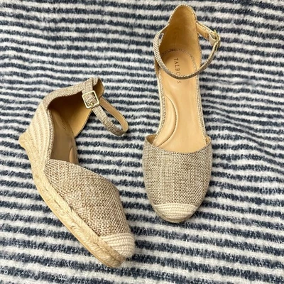 Talbots Lyndsay Linen Natural Ankle Strap Wedge Espadrille Sandals New sz 8.5M - Image 1 of 4