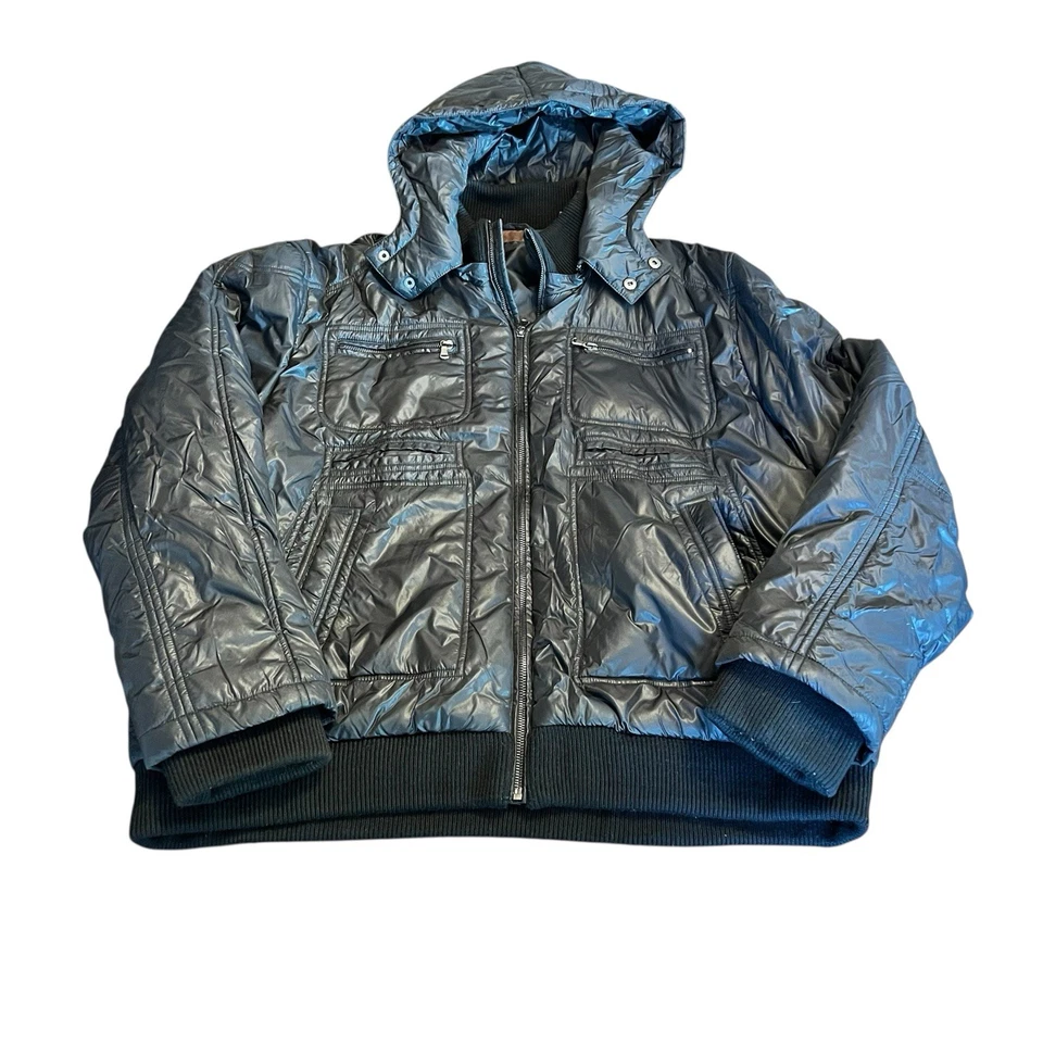 Men's Perry Ellis Portfolio Black Shiny Puffer Jacket Size XXL - Image 1 of 4