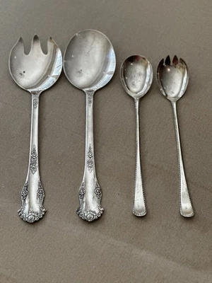 Lote de 4 cucharas plateadas vintage para servir King Edward & Sheffield Inglaterra Foto 1 de 4