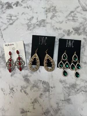 NUEVO CON ETIQUETAS I.N.C. Pendientes de moda llamativos Style & Co verde/ámbar/rojo ¡Hermosos! Foto 1 de 4