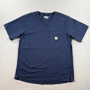 Carhartt Rugged Flex Ripstop Chest Pocket Scrub Top Mens Medium Blue Scrubs - Picture 1 of 9