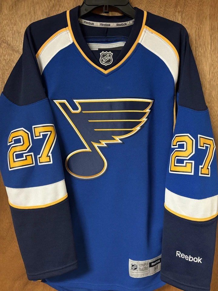Хоккейная футболка Reebok НХЛ St Louis Blues Alex Pietrangelo 27 синяя мужская средний размер - Изображение 1 из 4