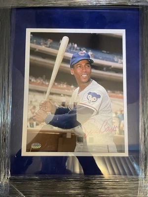 Autógrafo firmado por Ernie Banks personalizado enmarcado gamuza mate Foto 1 de 3