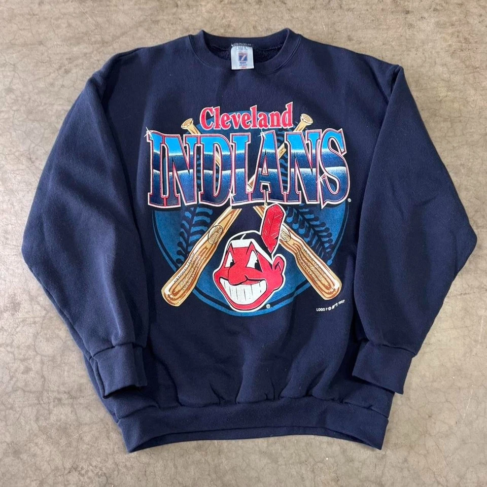 Sudadera De Colección Años 90 Cleveland Indians MLB Béisbol Cuello Redondo VK03967 Foto 1 de 1