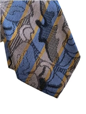 Authentic Vintage GUCCI Silk Tie Navy Blue Stripe Pattern Made In Italy Short 54 - Image 1 of 4