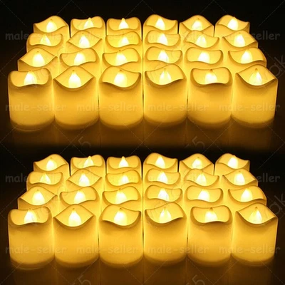 Paquete de 24/48 luces LED de té velas votivas sin llama a batería blanco cálido Foto 1 de 4